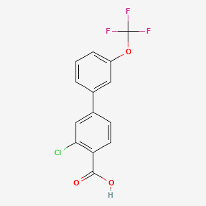 molecular formula C14H8ClF3O3 B566968 2-Chloro-4-(3-trifluoromethoxyphenyl)benzoic acid CAS No. 1261855-01-9
