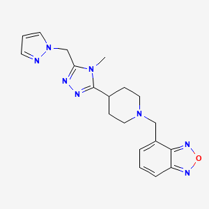 molecular formula C19H22N8O B5669680 4-({4-[4-methyl-5-(1H-pyrazol-1-ylmethyl)-4H-1,2,4-triazol-3-yl]piperidin-1-yl}methyl)-2,1,3-benzoxadiazole 