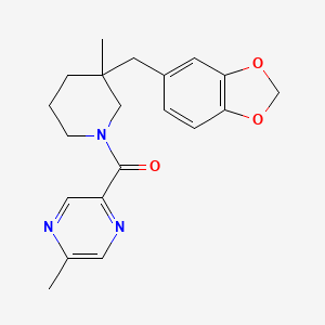 molecular formula C20H23N3O3 B5669689 2-{[3-(1,3-benzodioxol-5-ylmethyl)-3-methylpiperidin-1-yl]carbonyl}-5-methylpyrazine 