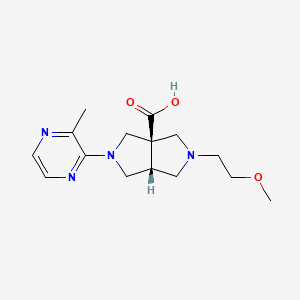 molecular formula C15H22N4O3 B5669788 (3aR*,6aR*)-2-(2-methoxyethyl)-5-(3-methyl-2-pyrazinyl)hexahydropyrrolo[3,4-c]pyrrole-3a(1H)-carboxylic acid 