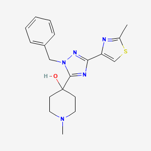 molecular formula C19H23N5OS B5669835 4-[1-benzyl-3-(2-methyl-1,3-thiazol-4-yl)-1H-1,2,4-triazol-5-yl]-1-methylpiperidin-4-ol 