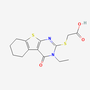 molecular formula C14H16N2O3S2 B5669887 [(3-ethyl-4-oxo-3,4,5,6,7,8-hexahydro[1]benzothieno[2,3-d]pyrimidin-2-yl)thio]acetic acid CAS No. 59898-75-8