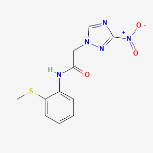 molecular formula C11H11N5O3S B5669907 N-[2-(methylthio)phenyl]-2-(3-nitro-1H-1,2,4-triazol-1-yl)acetamide 