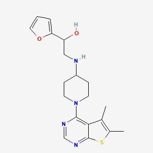 molecular formula C19H24N4O2S B5669938 2-{[1-(5,6-dimethylthieno[2,3-d]pyrimidin-4-yl)piperidin-4-yl]amino}-1-(2-furyl)ethanol 