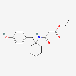 molecular formula C18H25NO4 B5669943 ethyl 3-{[1-(4-hydroxybenzyl)cyclohexyl]amino}-3-oxopropanoate 