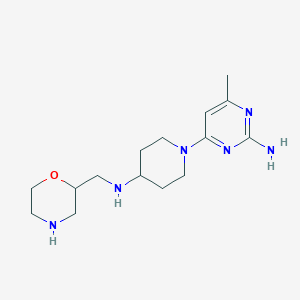 molecular formula C15H26N6O B5669986 4-methyl-6-{4-[(2-morpholinylmethyl)amino]-1-piperidinyl}-2-pyrimidinamine dihydrochloride 