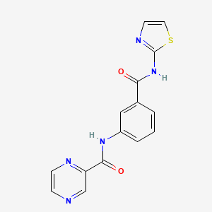 molecular formula C15H11N5O2S B5669992 N-{3-[(1,3-thiazol-2-ylamino)carbonyl]phenyl}-2-pyrazinecarboxamide 