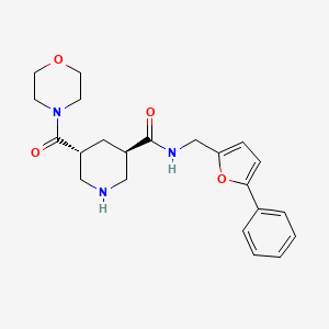 molecular formula C22H27N3O4 B5670005 (3R*,5R*)-5-(morpholin-4-ylcarbonyl)-N-[(5-phenyl-2-furyl)methyl]piperidine-3-carboxamide 