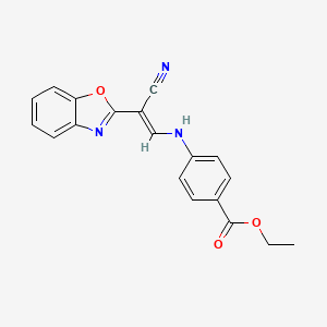 molecular formula C19H15N3O3 B5670063 ethyl 4-{[2-(1,3-benzoxazol-2-yl)-2-cyanovinyl]amino}benzoate 