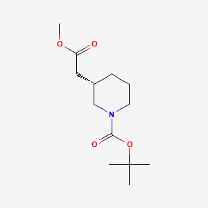 molecular formula C13H23NO4 B567007 (S)-tert-Butyl 3-(2-methoxy-2-oxoethyl)piperidine-1-carboxylate CAS No. 1217737-76-2