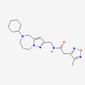 molecular formula C19H28N6O2 B5670081 N-[(5-cyclohexyl-5,6,7,8-tetrahydro-4H-pyrazolo[1,5-a][1,4]diazepin-2-yl)methyl]-2-(4-methyl-1,2,5-oxadiazol-3-yl)acetamide 