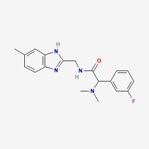 molecular formula C19H21FN4O B5670110 2-(dimethylamino)-2-(3-fluorophenyl)-N-[(5-methyl-1H-benzimidazol-2-yl)methyl]acetamide 