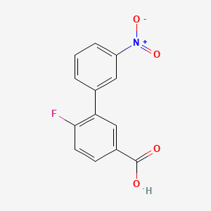 molecular formula C13H8FNO4 B567022 4-Fluoro-3-(3-nitrophenyl)benzoic acid CAS No. 1261983-30-5