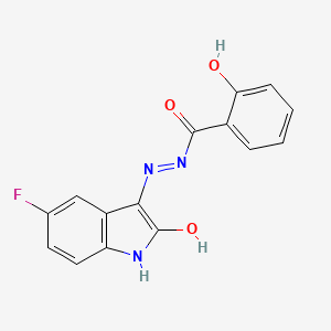 molecular formula C15H10FN3O3 B5670283 N'-(5-fluoro-2-oxo-1,2-dihydro-3H-indol-3-ylidene)-2-hydroxybenzohydrazide 