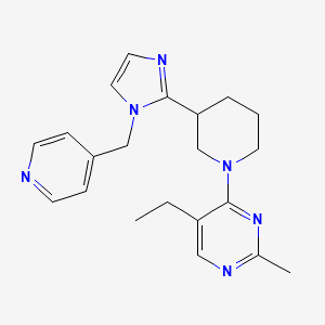 molecular formula C21H26N6 B5670345 5-ethyl-2-methyl-4-{3-[1-(4-pyridinylmethyl)-1H-imidazol-2-yl]-1-piperidinyl}pyrimidine 