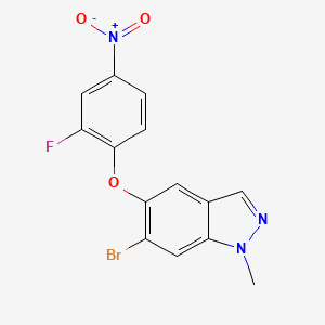 molecular formula C14H9BrFN3O3 B567037 6-溴-5-(2-氟-4-硝基苯氧基)-1-甲基-1H-吲唑 CAS No. 1206800-24-9