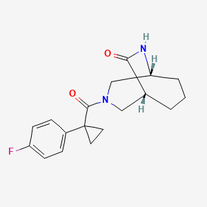molecular formula C18H21FN2O2 B5670434 (1S*,5R*)-3-{[1-(4-fluorophenyl)cyclopropyl]carbonyl}-3,9-diazabicyclo[3.3.2]decan-10-one 