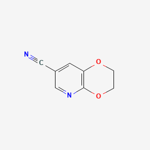 molecular formula C8H6N2O2 B567044 2,3-二氢-[1,4]二氧杂环己烷[2,3-b]吡啶-7-腈 CAS No. 1261365-28-9