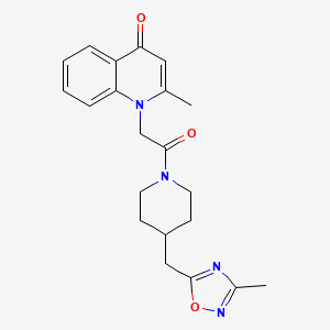 molecular formula C21H24N4O3 B5670445 2-methyl-1-(2-{4-[(3-methyl-1,2,4-oxadiazol-5-yl)methyl]piperidin-1-yl}-2-oxoethyl)quinolin-4(1H)-one 