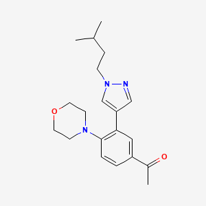 molecular formula C20H27N3O2 B5670474 1-{3-[1-(3-methylbutyl)-1H-pyrazol-4-yl]-4-morpholin-4-ylphenyl}ethanone 