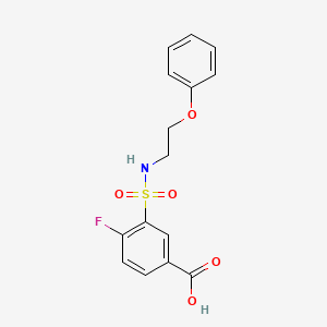 molecular formula C15H14FNO5S B5670503 4-fluoro-3-{[(2-phenoxyethyl)amino]sulfonyl}benzoic acid 