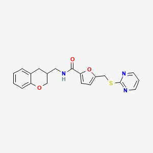 N-(3,4-dihydro-2H-chromen-3-ylmethyl)-5-[(pyrimidin-2-ylthio)methyl]-2-furamide