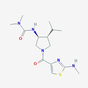 molecular formula C15H25N5O2S B5670634 N'-((3S*,4R*)-4-isopropyl-1-{[2-(methylamino)-1,3-thiazol-4-yl]carbonyl}-3-pyrrolidinyl)-N,N-dimethylurea 