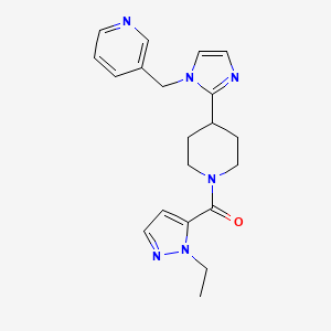 molecular formula C20H24N6O B5670708 3-[(2-{1-[(1-ethyl-1H-pyrazol-5-yl)carbonyl]-4-piperidinyl}-1H-imidazol-1-yl)methyl]pyridine 