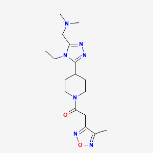 molecular formula C17H27N7O2 B5670745 1-(4-ethyl-5-{1-[(4-methyl-1,2,5-oxadiazol-3-yl)acetyl]piperidin-4-yl}-4H-1,2,4-triazol-3-yl)-N,N-dimethylmethanamine 