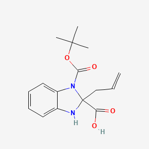 molecular formula C16H20N2O4 B567082 Acide 2-allyl-1-(tert-butoxycarbonyl)-2,3-dihydro-1H-benzo[d]imidazole-2-carboxylique CAS No. 1255574-64-1