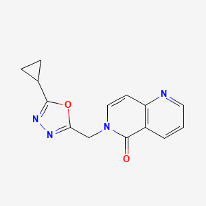 molecular formula C14H12N4O2 B5670825 6-[(5-cyclopropyl-1,3,4-oxadiazol-2-yl)methyl]-1,6-naphthyridin-5(6H)-one 