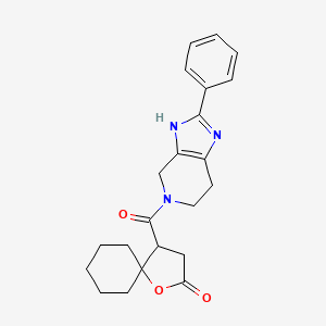molecular formula C22H25N3O3 B5670858 4-[(2-phenyl-1,4,6,7-tetrahydro-5H-imidazo[4,5-c]pyridin-5-yl)carbonyl]-1-oxaspiro[4.5]decan-2-one 