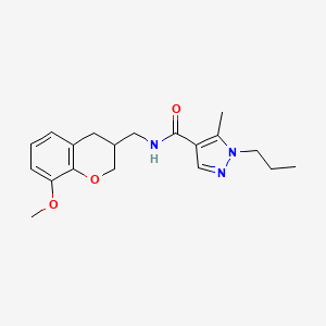 molecular formula C19H25N3O3 B5670865 N-[(8-methoxy-3,4-dihydro-2H-chromen-3-yl)methyl]-5-methyl-1-propyl-1H-pyrazole-4-carboxamide 