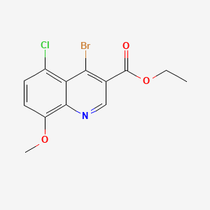 molecular formula C13H11BrClNO3 B567090 Ethyl 4-bromo-5-chloro-8-methoxyquinoline-3-carboxylate CAS No. 1242260-39-4
