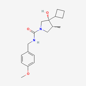 molecular formula C18H26N2O3 B5670918 (3R*,4R*)-3-cyclobutyl-3-hydroxy-N-(4-methoxybenzyl)-4-methyl-1-pyrrolidinecarboxamide 