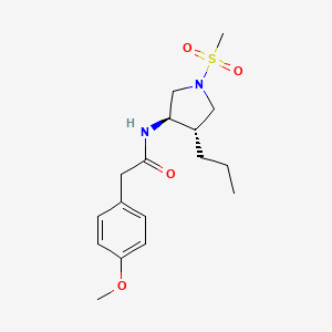 molecular formula C17H26N2O4S B5670960 2-(4-methoxyphenyl)-N-[(3R*,4S*)-1-(methylsulfonyl)-4-propyl-3-pyrrolidinyl]acetamide 