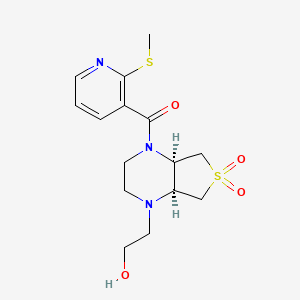 molecular formula C15H21N3O4S2 B5671012 2-[(4aR*,7aS*)-4-{[2-(methylthio)pyridin-3-yl]carbonyl}-6,6-dioxidohexahydrothieno[3,4-b]pyrazin-1(2H)-yl]ethanol 