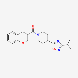 molecular formula C20H25N3O3 B5671048 1-(3,4-dihydro-2H-chromen-3-ylcarbonyl)-4-(3-isopropyl-1,2,4-oxadiazol-5-yl)piperidine 
