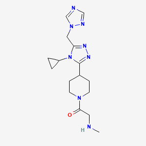 molecular formula C16H24N8O B5671053 (2-{4-[4-cyclopropyl-5-(1H-1,2,4-triazol-1-ylmethyl)-4H-1,2,4-triazol-3-yl]-1-piperidinyl}-2-oxoethyl)methylamine hydrochloride 