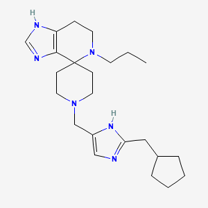 molecular formula C23H36N6 B5671056 1'-{[2-(cyclopentylmethyl)-1H-imidazol-4-yl]methyl}-5-propyl-1,5,6,7-tetrahydrospiro[imidazo[4,5-c]pyridine-4,4'-piperidine] 