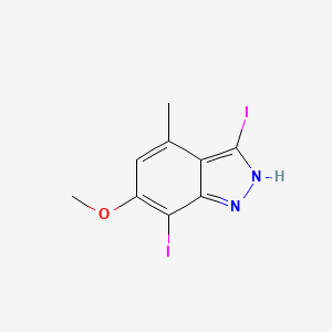 molecular formula C9H8I2N2O B567106 3,7-二碘-6-甲氧基-4-甲基-1H-吲唑 CAS No. 1352397-42-2