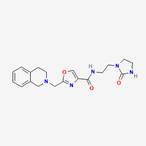molecular formula C19H23N5O3 B5671082 2-(3,4-dihydro-2(1H)-isoquinolinylmethyl)-N-[2-(2-oxo-1-imidazolidinyl)ethyl]-1,3-oxazole-4-carboxamide 
