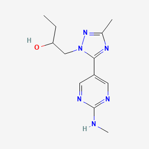 molecular formula C12H18N6O B5671088 1-{3-methyl-5-[2-(methylamino)pyrimidin-5-yl]-1H-1,2,4-triazol-1-yl}butan-2-ol 