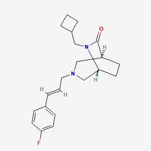 molecular formula C21H27FN2O B5671141 (1S*,5R*)-6-(cyclobutylmethyl)-3-[(2E)-3-(4-fluorophenyl)prop-2-en-1-yl]-3,6-diazabicyclo[3.2.2]nonan-7-one 