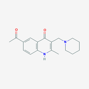 1-[4-hydroxy-2-methyl-3-(1-piperidinylmethyl)-6-quinolinyl]ethanone