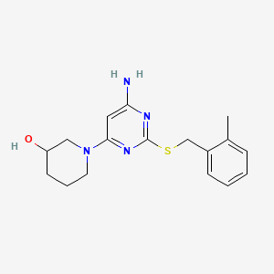 molecular formula C17H22N4OS B5671210 1-{6-amino-2-[(2-methylbenzyl)thio]pyrimidin-4-yl}piperidin-3-ol 