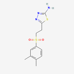 molecular formula C12H15N3O2S2 B5671274 5-{2-[(3,4-dimethylphenyl)sulfonyl]ethyl}-1,3,4-thiadiazol-2-amine 