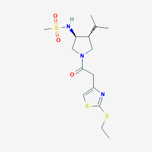 molecular formula C15H25N3O3S3 B5671284 N-((3S*,4R*)-1-{[2-(ethylthio)-1,3-thiazol-4-yl]acetyl}-4-isopropylpyrrolidin-3-yl)methanesulfonamide 