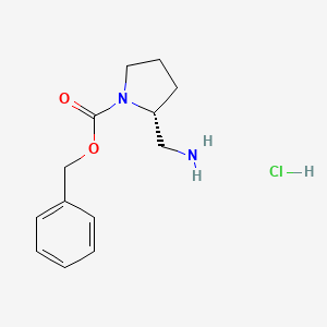 molecular formula C13H19ClN2O2 B567129 (R)-Benzyl 2-(aminomethyl)pyrrolidine-1-carboxylate hydrochloride CAS No. 1217707-96-4