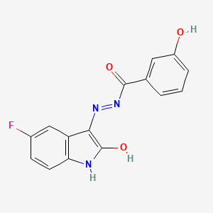 N'-(5-fluoro-2-oxo-1,2-dihydro-3H-indol-3-ylidene)-3-hydroxybenzohydrazide